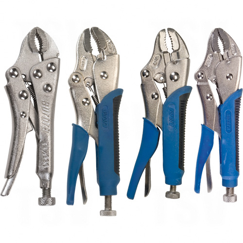 4-Piece Curved Jaw Locking Pliers w/Wire Cutter Set - TLZ791