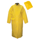 Open Road Light Industrial Rainwear 2 Piece Premium Long Coat with Detachable Hood / PVC Sandwich Construction, 2X-Large,  Yellow - 2337-XXL
