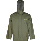 Viking "Norseman" Jacket with Hood 0.45 mm Fisherman Oil Resistant / Flexible Rainwear PVC / Polyester , 2X-Large,  Moss Green - 3125J-XXL