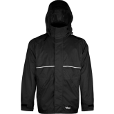 Viking "Journeyman 420D" Heavy Duty Rain Gear - 420 Denier Rip-Stop Nylon / PVC, Hooded Jacket, Zip Slash Pockets, 2X-Large, Black - 3307J-XXL