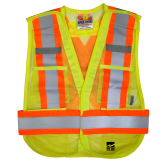 Open Road 5 Point Tear Away Safety Vest - Vi-brance¬ 4" Safety Stripes - Polyester Mesh, Safety Vest, 4 Pockets, D-Ring Access, Fits All, Fluorescent Green - 6115G