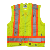Open Road Surveyor Safety Vest - Vi-brance¬ 4" Safety Stripes - 150D Polyester, Surveyor Safety Vest, 2X-Large, Fluroescent Green - 6165G-XXL