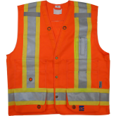Open Road Surveyor Safety Vest - Vi-brance¬ 4" Safety Stripes - 150D Polyester, Surveyor Safety Vest, 2X-Large, Fluroescent Orange - 6165O-XXL