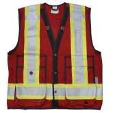 Open Road Surveyor Safety Vest - Vi-brance¬ 4" Safety Stripes - 150D Polyester, Surveyor Safety Vest, 2X-Large, Fluroescent Red - 6165R-XXL