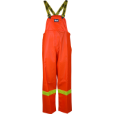 Viking "Journeyman" Reversible Bib Pants with Safety Stripes 0.45mm PVC / Polyester - Sandwich Construction , 2X-Large,  Orange - 6210P-XXL