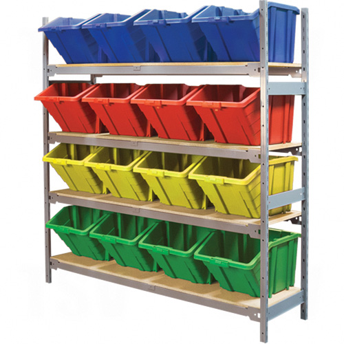 RL989 - Wide Span Shelving with Jumbo Plastic Bins