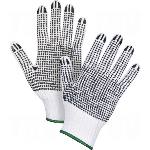 White Poly/Cotton Dotted Gloves - SAN493