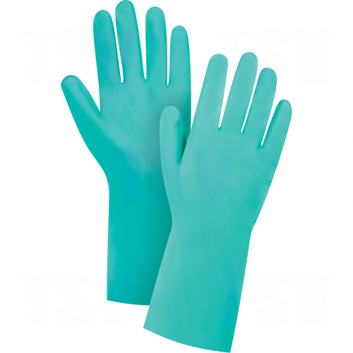Cotton Flock-Lined Green Nitrile Gloves - SEF083